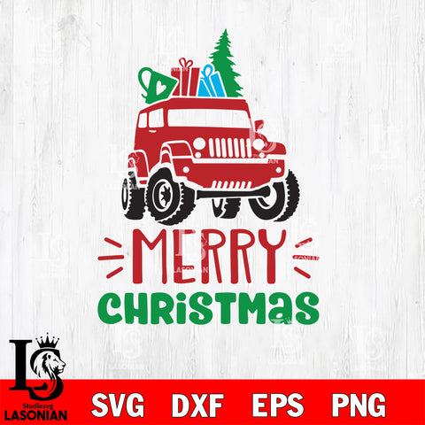 jeep merry christmas svg eps dxf png file, digital download