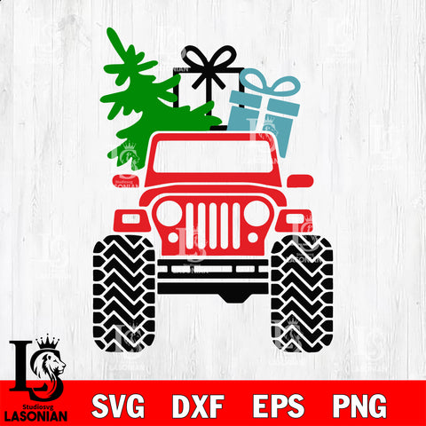 jeep merry christmas svg eps dxf png file, digital download