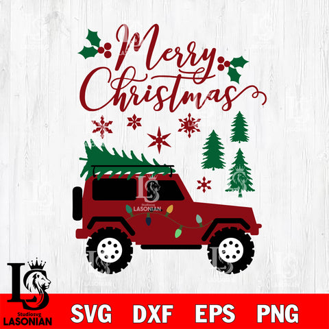 Jeep merry christmas svg eps dxf png file, digital download
