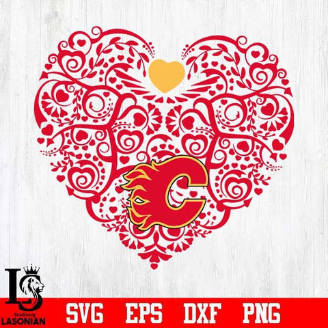 Calgary Flames heart svg dxf eps png file
