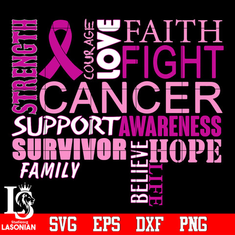 Cancer support awareness survivor Svg Dxf Eps Png file