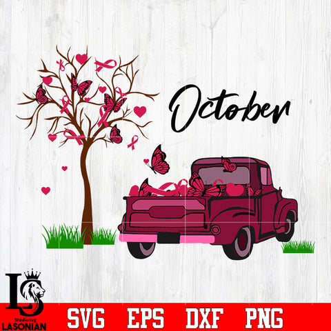 Car October breast cancer svg eps dxf png file