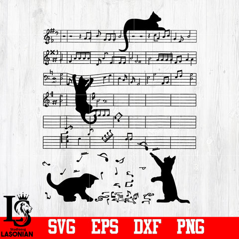Cat music svg,eps,dxf,png file