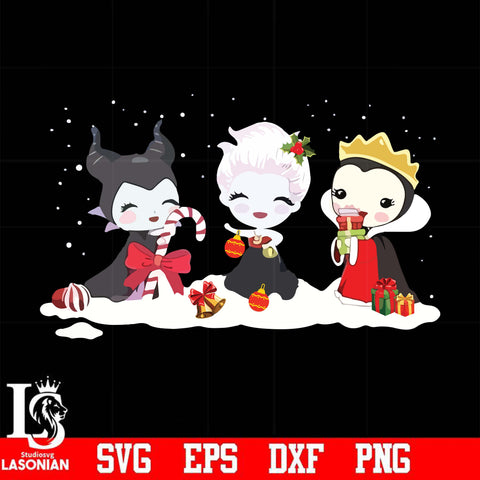 Chibi Disney Villains Maleficent Ursula Evil Queen Christmas svg, png, dxf, eps digital file