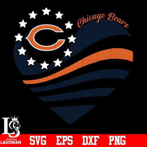 Chicago Bears Heart, Chicago Bears Love svg,eps,dxf,png file