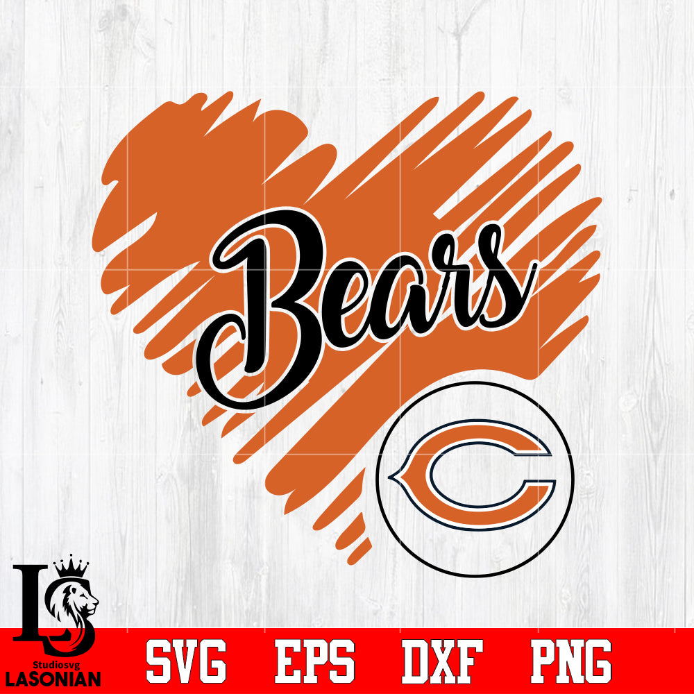 Chicago Bears Logo, Chicago Bears Heart NFL Svg Dxf Eps Png file ...