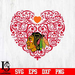 Chicago Blackhawks heart svg dxf eps png file