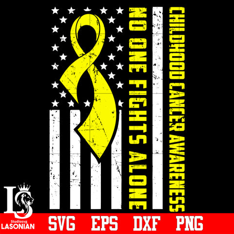 Childhood Cancer Awareness no one fight alone 2 svg eps dxf png file