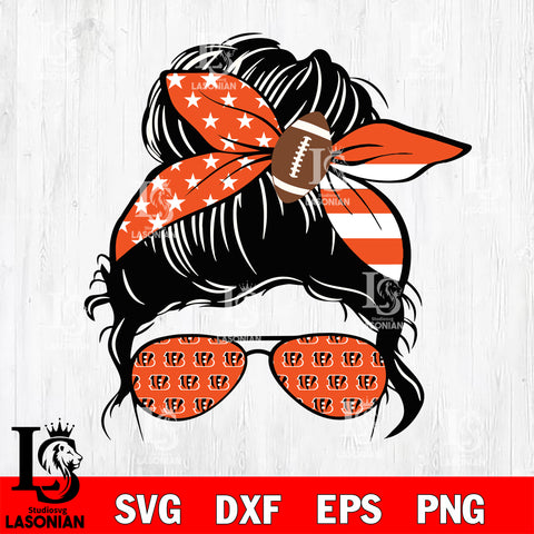 Cincinnati Bengals messy bun NFL Svg Dxf Eps Png file