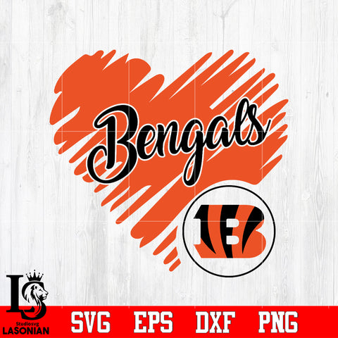 Cincinnati Bengals Logo, Cincinnati Bengals Heart NFL Svg Dxf Eps Png file