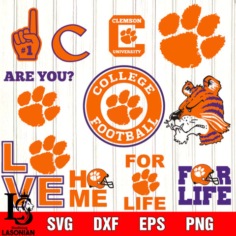 Bundle Logo Clemson Tigers football svg eps dxf png file
