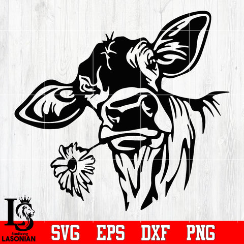 Cows with flower Svg Dxf Eps Png file