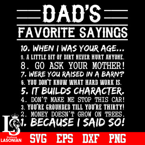Dad's favorite sayings Svg Dxf Eps Png file