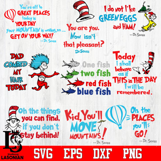 Bundle Dr Seuss Quotes, Dr Seuss, Dr Seuss Vector Svg Dxf Eps Png file