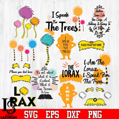 bundle LORAX BUNDLE,Mustache,Custom,Cricut ,The lorax Tree , Dr Suess,Lorax Svg Dxf Eps Png file