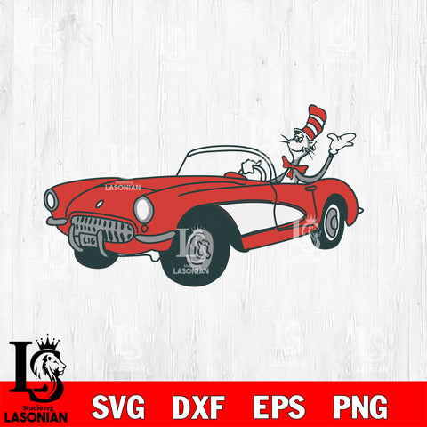 Cat in the hat car svg, dxf, eps ,png file, digital download,Instant Download