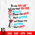 Be Who You Are And Say What You Feel Because Those who mind don't matter and those who matter don't mind, cat in the hat svg, dxf, eps ,png file, digital download,Instant Download