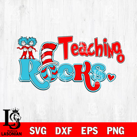 Dr Seuss svg , cat in the hat svg , Teaching Rocks svg, dr seuss svg, dxf, eps ,png file