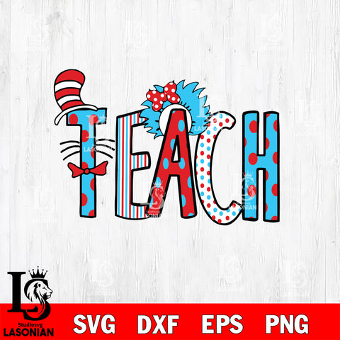 Dr Seuss svg , cat in the hat svg,Dr Seuss Teach svg, dxf, eps ,png file