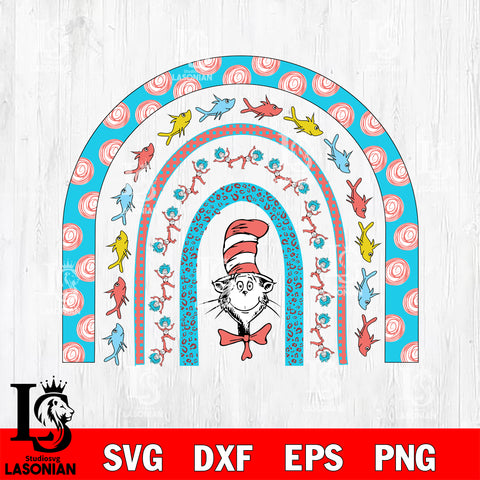 Dr Seuss svg , cat in the hat svg, Dr Seuss Rainbow svg, dxf, eps ,png file