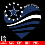 Dallas Cowboys Heart, Dallas Cowboys Love svg,eps,dxf,png file