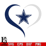 Dallas Cowboys Heart  svg,dxf,eps,png file
