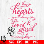 Deep in our hearts you'ss always stay loved & missed everyday svg eps dxf png file