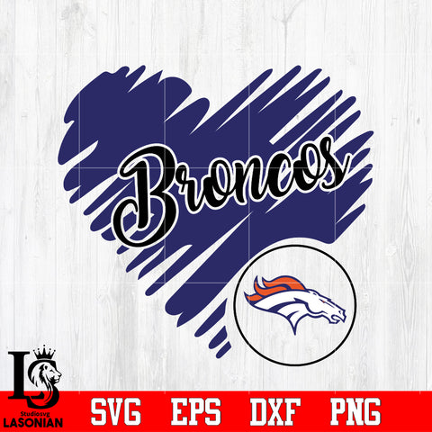 Denver Broncos Logo, Denver Broncos Heart NFL Svg Dxf Eps Png file