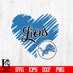 Detroit Lions Logo,Detroit Lions Heart NFL Svg Dxf Eps Png file