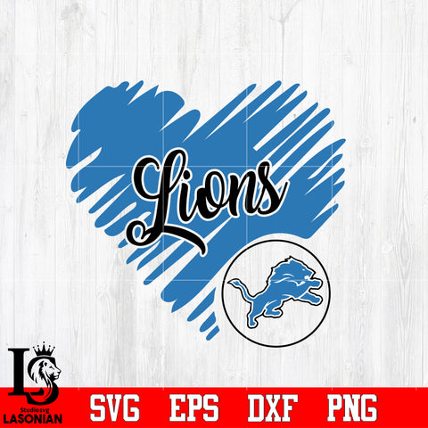 Detroit Lions Logo,Detroit Lions Heart NFL Svg Dxf Eps Png file