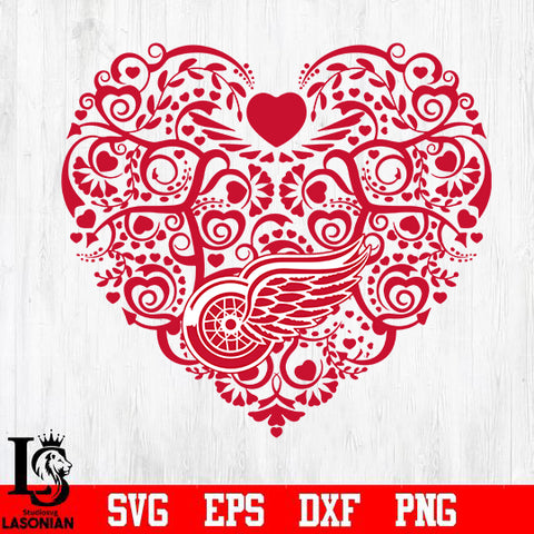 Detroit Red Wings heart svg dxf eps png file