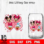 Disney valentines 16oz Libbey Can Glass, Valentines Day Tumbler Wrap svg eps dxf png file, digital download