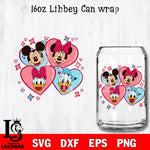 Disney valentines 16oz Libbey Can Glass, Valentines Day Tumbler Wrap svg eps dxf png file, digital download