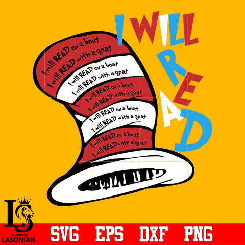 Dr. Seuss I will read book svg eps dxf png file