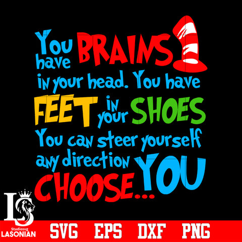 Dr. Seuss You have Brains in your head... svg eps dxf png file