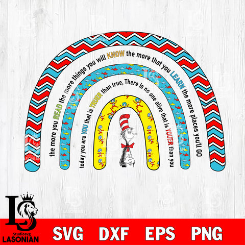 Dr Seuss svg , cat in the hat svg, Dr Seuss Rainbow svg, dxf, eps ,png file