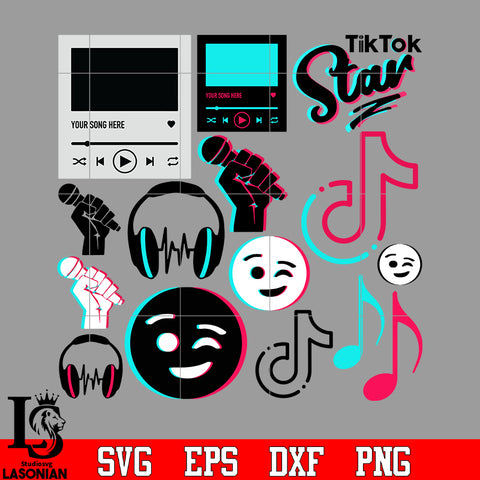 Bundle 5 Tiktok vector random svg eps dxf png file