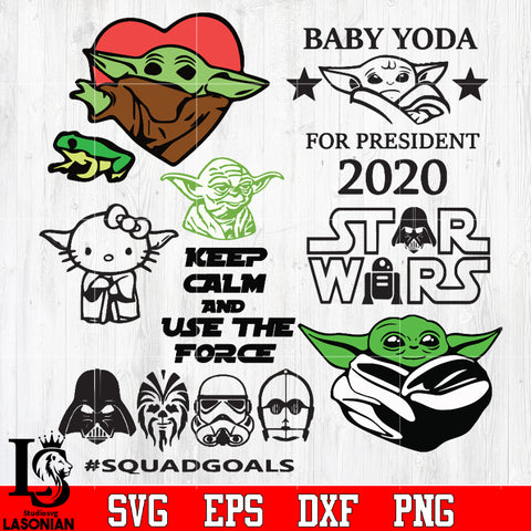 bundle Keep calm and use the force, baby yoda, squadgoals Svg Dxf Eps Png file