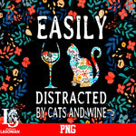 Easily Distracted By Cats And Wine PNG file
