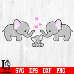Elephant family SVG dxf eps png file