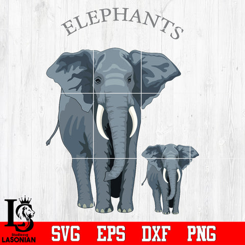 Elephant mom and baby Svg Dxf Eps Png file