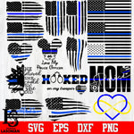 Bundle police , back the blue , thin blue line , police officer , police wife , distressed flag Svg Dxf Eps Png file