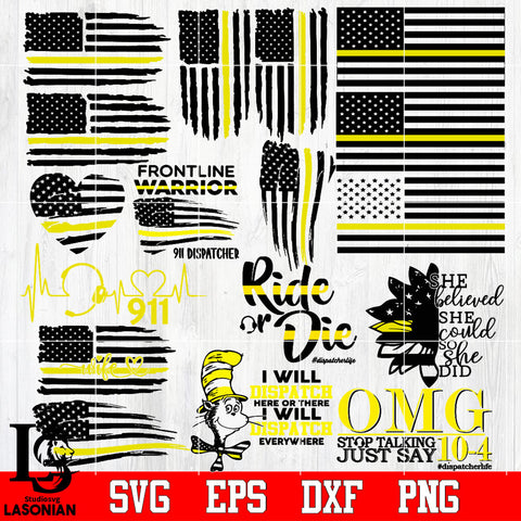 Bundle Dispatcher , 911 dispatcher , dispatch , distressed flag , dispatcher shirt Svg Dxf Eps Png file