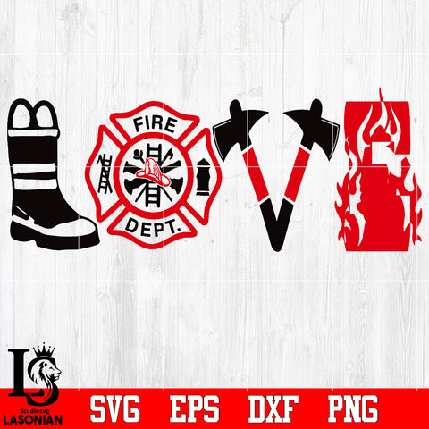 Love firefighter Svg Dxf Eps Png file