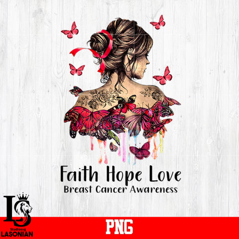 Faith Hope Love Breast Cancer Awareness PNG file
