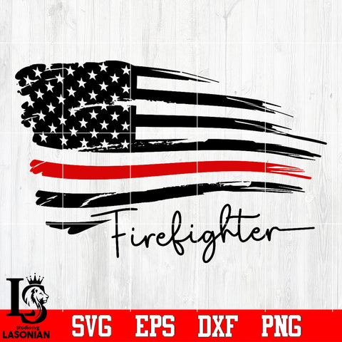 Firefighter Flag, Thin Red Line svg dxf eps png file