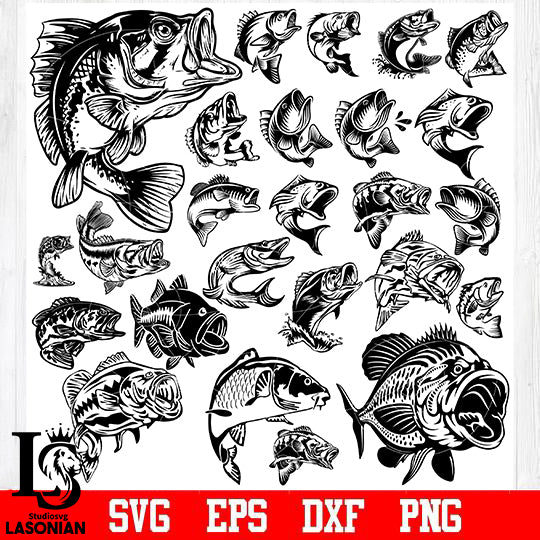 Fishing bundle svg eps dxf png file
