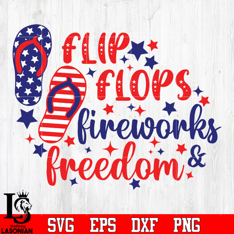 Flip flops fireworks freedom American Independence Day svg eps png dxf file