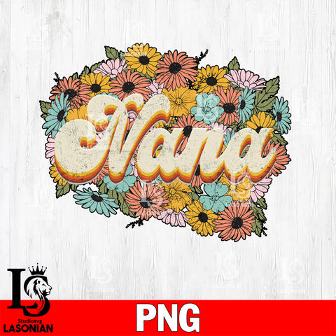 Florals Retro Nana Sublimation  Png file