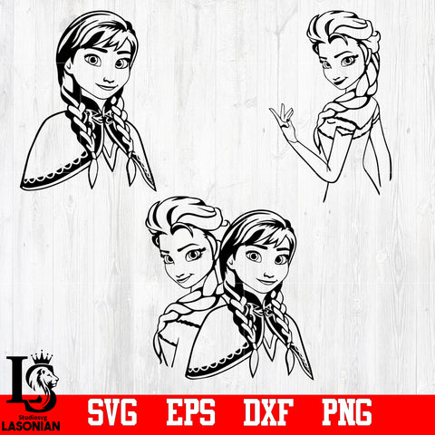 Frozen Princess Anna and Elsa svg,eps,dxf,png file